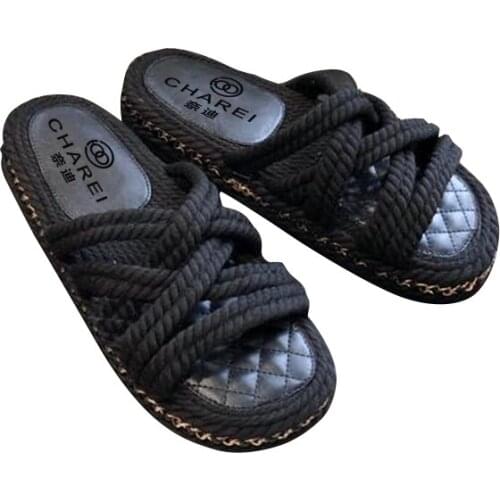 French charei counter flat bottom slippers full of personality 2021 summer new the same womens shoes for big high quality