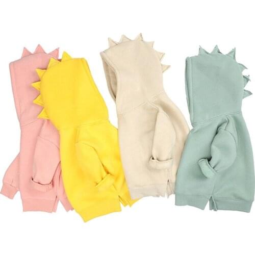 Winter Baby Boys Girls Thicken Dinosaur Hoodie Top Children Autumn Childrens Kids Baby Boys Girls Long Sleeve Pure Color Hoodie