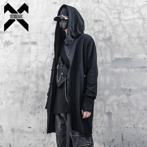 11 BYBBS DARK Black Hooded Wizard Trench Coat Windbreaker Men 2021 Autumn Function Hoody Jacket Punk Streetwear Techwear WB315