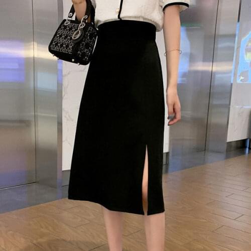 Cotton Slit Hemline at Hem Womens Summer Fashion Inspirational Skirt Woman Skirts Faldas Jupe