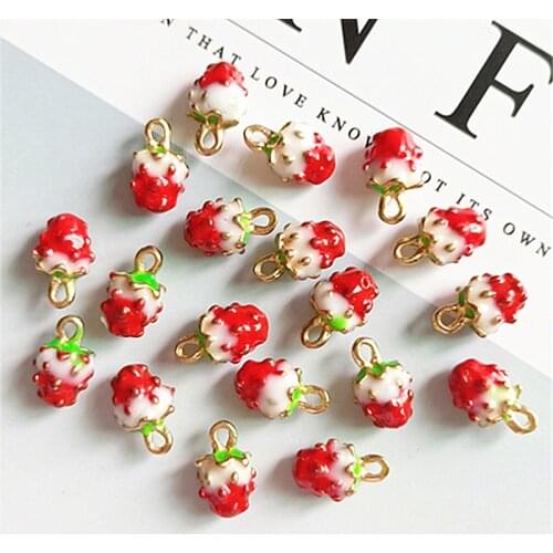 10pcs/lot Alloy Golden Strawberry Pendant Buttons for diy Handmade Hair Jewelry Accessories Brooch Bag Shoes Box Mobile Phone