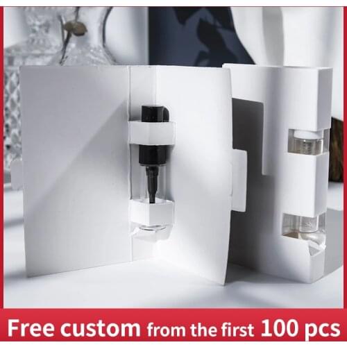 100pcs/lot 2ml 3ml Glass Bayonet Bottle with Paper Card White Black Color Plastic Sprayer Sample Spray Bottle With Card