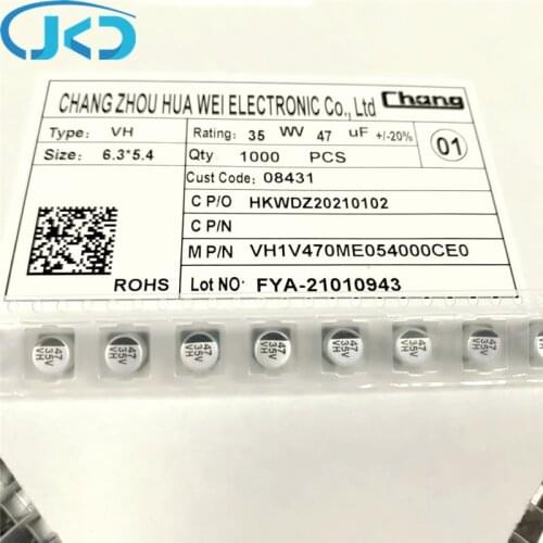 20pcs/50pcs New 47uF 35V 6.3x5.4mm Super Low ESR 35V47uF SMD Aluminum Electrolytic Capacitor High Quality 47UF35V SMD