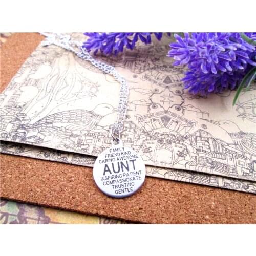 3pcs/lot Fashion stainless steel necklace "Aunt Word Collage" Charms Pendant necklace Jewelry Gift more style for choosing