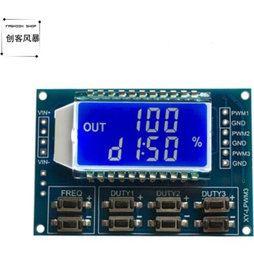 3-way PWM Signal Generator Pulse Frequency Square Wave Rectangular Wave Duty Cycle Adjustable Module TTL Serial Communication