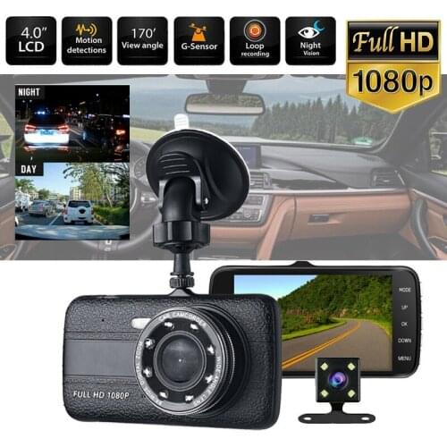 4 inch LCD HD 1080P Car DVR/Dash Camera 50Hz/60Hz Auto Radios Cam Vehicle Driving Recorder Dual Lens G-Sensor MIMI-USB2.0 Black