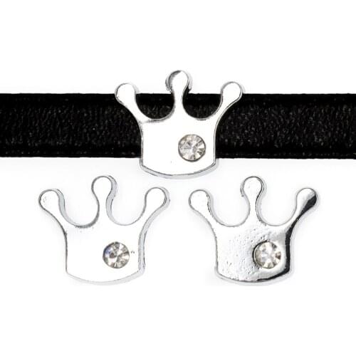 50pcs Crown slide Charms Internal Dia. 8mm DIY charms fit 8mm wristband bracelet pet collar key chain SL464