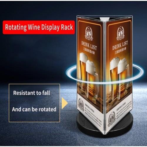 1 Pcs Acrylic High-End Menu Card Beverage Card 360 Round Bottom Rotating Display Shelf Dining Hotel Label Card Creative Design