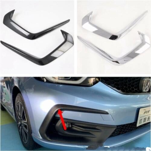 Car Front Fog light Eyelid Frame Trim Cover Sticker For HONDA FIT 2020 2021 Carbon Fiber ABS Car Styling