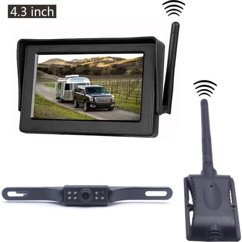 4.3 Inch Car HD LCD Monitor Wireless Vehicle Rear View Camera Car Parking Reverse Image Display License Plate Frame Camera