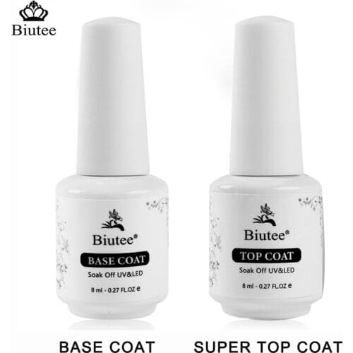 BIUTEE Base Coat Super Top Coat No Wipe Tempered Enhance Soak Off Nail Art 8ml UV Gel Polish Long Lasting Varnishes Manicure