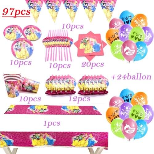 Snow White/Belle/Cinderella Princess Theme Girls Favor Birthday Party Decoration Baby Shower Disposable Tableware Party Supplies