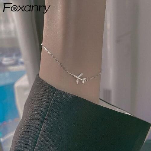 Foxanry 925 Sterling Silver Bracelets for Women New Trendy Vintage Elegant Cute Sparkling Zircon Party Jewelry Gift Wholesale