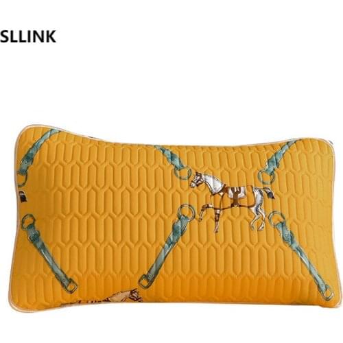 2pcs Pillowcase Anti-Head Oil Pillowcase Prevention Pillow Core Yellow Digital Pillowcase Four Seasons Bed Latex Pillow Case