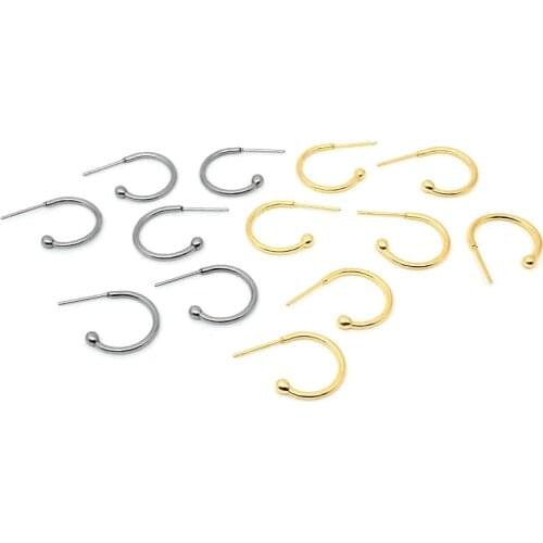 10pcs/lot 316L Stainless Steel Hypoallergenic C Shape Geometry Earring stud for DIY Handmade Women Earring Jewelry Making Crafts