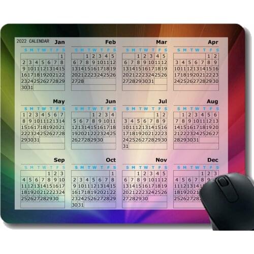 Calendar 2022 Year Mouse Pad,Light Green Solid Color Personalized Mouse Pad