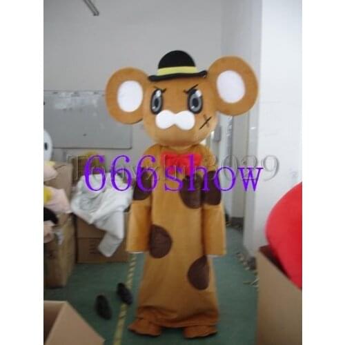 Brown mouse with hat adult cartoon mascot costume free shipping