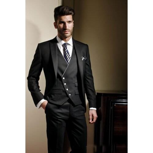 2020 Handsome Groom suit Formal Wedding suits Groomsman Suits Jacket+Pants+Vest classic fit men Suits Cheap 3 Pieces
