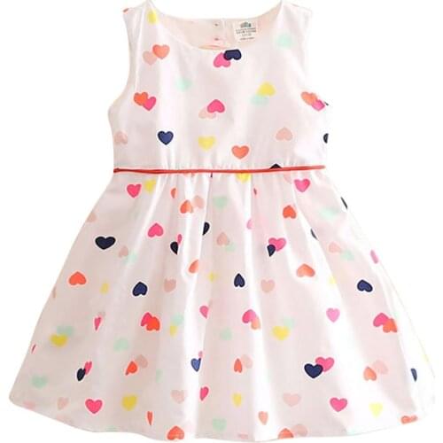 2018 Summer 3-12 Years Heart Shape Backless Love Print Sunny Princess Dance Ballet Pageant Prom Teenage Kids Party Dress Girls