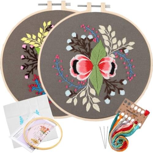LMDZ Embroidery Material Package Plant Series DIY Handcraft Beginner Embroidery Supplies Hanging Painting With Instructions