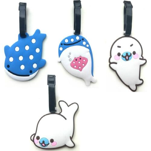 Travel Accessories Cute Cartoon Blue Whale Luggage Tags Name Suitcase ID Address Holder Baggage Boarding Tags