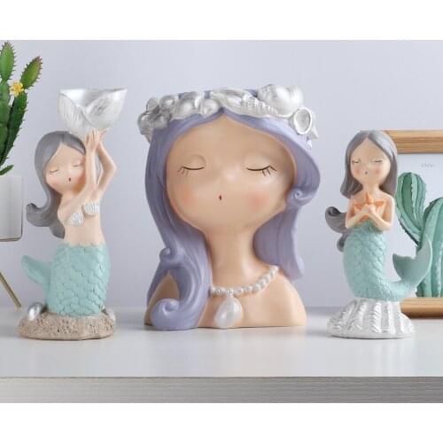 Mermaid Starfish Listening To Conch Decoration Mediterranean Lovely Home Decoration Accessories Home Decor Miniature Figurines