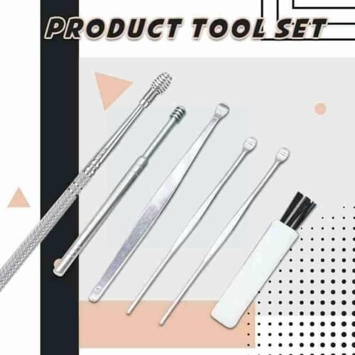 6pcs/set Ear Cleaner Set Earpick Ear Wax Remover Ear Cleaner Curette Removal Easy Spoon Earpick Earwax Ear Cleaning Ear G1P7