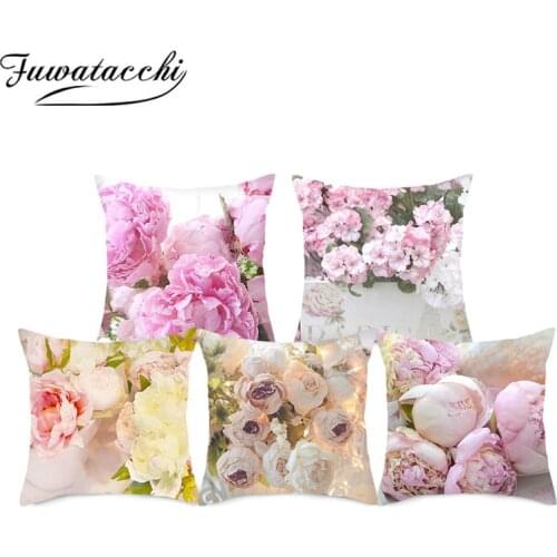 Fuwatacchi Colorful Rose Printed Pillow Cases Flower Photo Cushion Covers for Home Bedroom Sofa Decorative Pillow Covers 45*45cm
