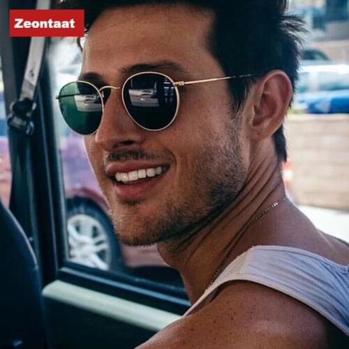 2021 New Fashion Mens Round Sunglasses Women Luxury Brand Design Mirror Lens Vintage Sun Glasses Rose Gold Metal UV400 Oculos