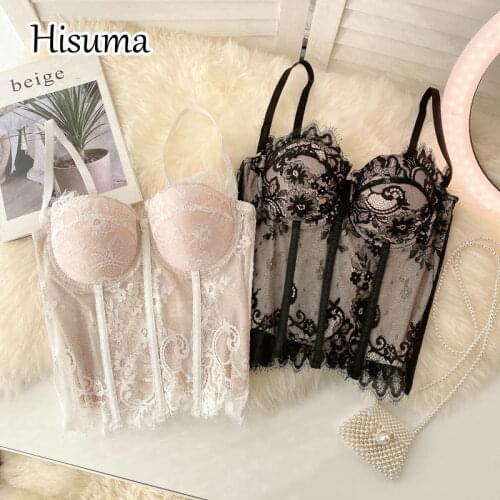 2021 autumn new womens V-neck strap lace camisole Tube top bra one piece belt pad wireless Corset female underwear