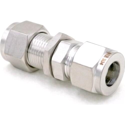 Fit Tube O/D 14mm Bulkhead 304 Stainless Steel Ferrule Pneumatic Air Compression Fitting