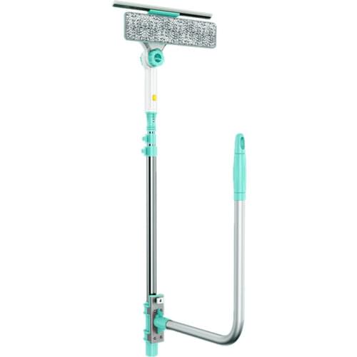 Household Window Glass Cleaning Double Wiper Dust Removal U-Shape Outdoor Telescopic Microfiber Cloth Cleaner Dry Water Scraper