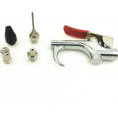 Air Blow Gun with Four Replaceable Nozzles Pneumatic Tools Kit 1/4'' Air Spray Dust Gun Narrow Area Dust Blower