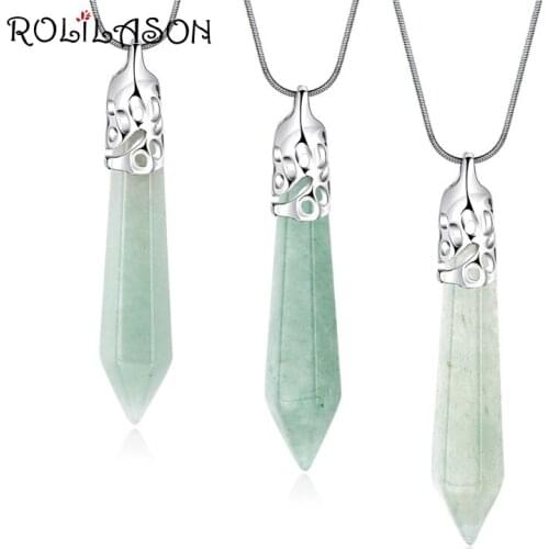 ROLILASON Fashion Simple zircon Design Surprise gift for best friend silver color Stamped Necklace Pendant Fashion Jewelry LN678