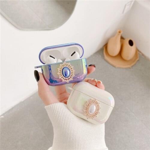 Luxury Diamond Gem Decor Water Drop Hard Earphone Case For AirPods 1 2 3 Pro Wireless Bluetooth Headset Cover Accessories Cute