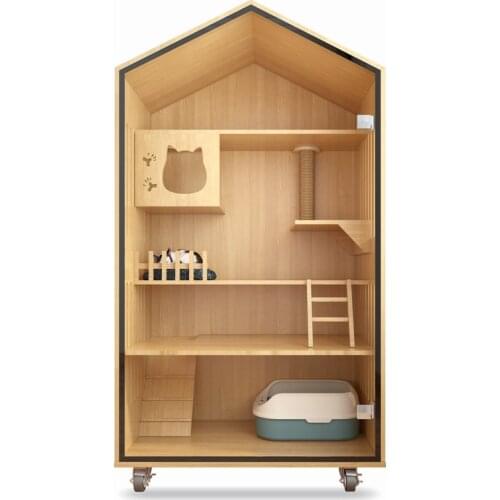 Luxury Cat Villa Solid Wood Cat House Cat Cage Super Large Cat Villa Cat House Three-Storey Apartment Home Pet House Villa