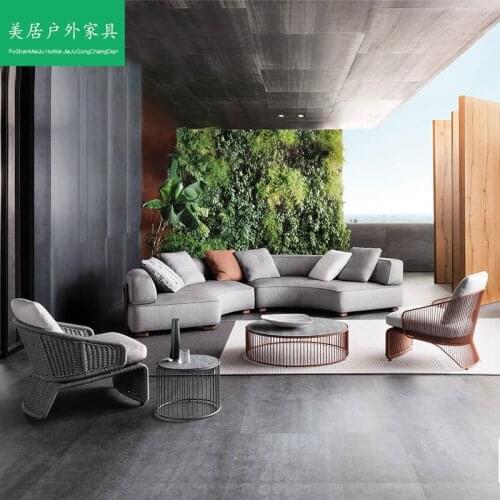 Nordic outdoor sofa woven rattan leisure table and chair villa garden patio balcony living room furniture