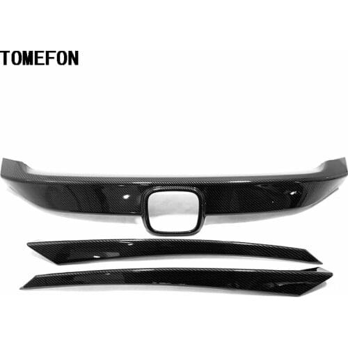 TOMEFON For Honda Civic 10th 2016 2017 2018 2019 Sedan Front Logo Engine Grille Racing Grill Cover Trim Exterior Accessories ABS
