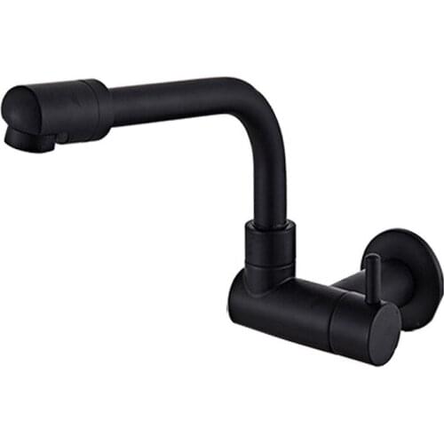 360 Degree Rotating Black Wall Mounted Single Cold Water Mixer Solid Brass Kitchen Sink Basin Faucet Mop Pool Water Taps