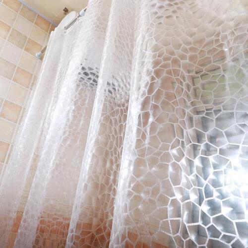 Waterproof 3D Transparent Bathroom Shower Curtain with Hooks Bathroom Curtain Shower Thickened Bathing Sheer Wide Bath Curtain