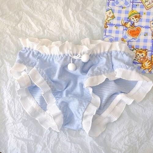 Ladies Cute Ruffle Seamless Panties for Women Underwear Kawaii Lingerie Mid-waist Comfortable Soft Breathable Sweet Thong Briefs