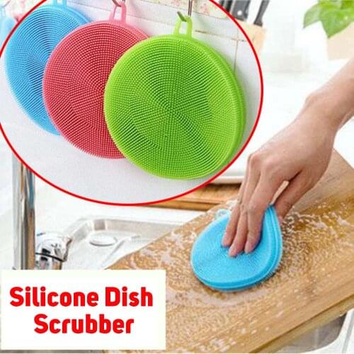 1pcs Silicone Dish Bowl Cleaning Brushes Scouring Pad Pot Pan Wash Brushes Cleaner Kitchen Accessories Dish Washing Brush