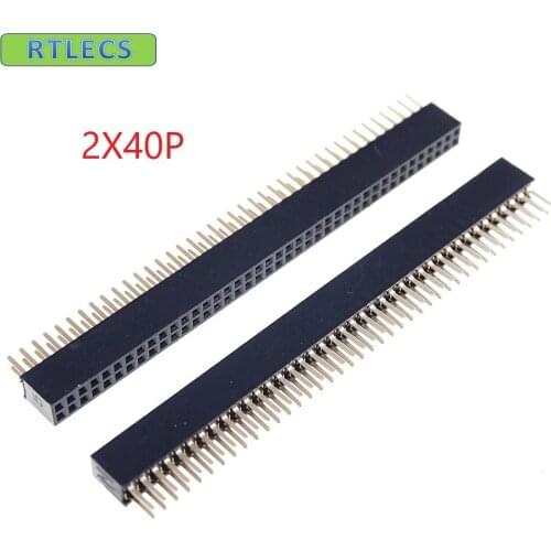 1000pcs Pitch 2.54mm 2x40 Pin Female Dual Row Pin Header Strip DIP type through hole dual rows PCB Socket Headers