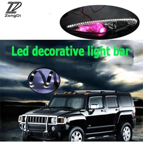 ZD 2Pc Car LED Light Decoration Light Bar 12V Strip Accessories For Renault Megane 2 3 VW Touran Passat B6 Golf 7 T5 T4 Fiat 500