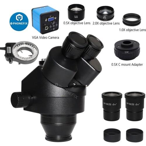 2021 Black Simul-Focal Lab Trinocular Stereo Microscope Head 3.5X-90X Continuous Zoom Magnification 0.5X 2.0X 1X Objective Lens
