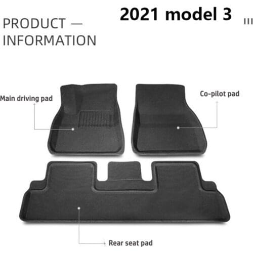 3 PCS/Set Fully Surrounded Special Foot Pad For 2021 Tesla Model 3 Waterproof Non-Slip Floor Mat TPE XPE Modified Accessories