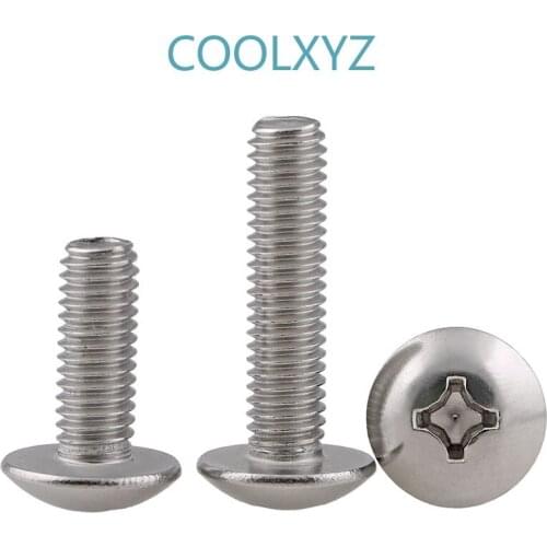 304 Stainless Steel Cross Truss Head Machine Screw Large Philips Pan Head Bolts TM Cross Groove Mushroom Head Screw M3-M8 10PCS