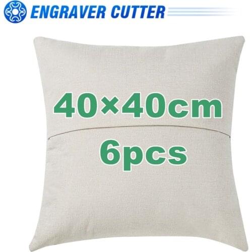 40×40cm Sublimation Blank Linen Pocket Pillow Case Cushion Cover 6PCS