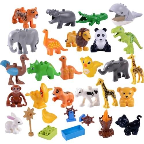 Locking Big Size Animals Family Panda Dogs Elephant Penguin Jurassic Dinosaurs Large Size Building Blocks Toys for Children Toy