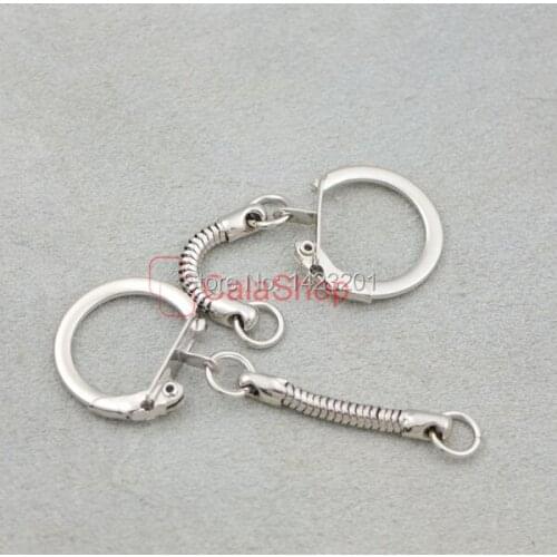 18mm 3/4" 50 pcs / Lot keyring key Chain Snake Chain with Snap Jump Ring Nickel F192F3